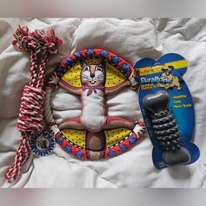 Pet Toy Bundle with Hurl A Squirrel Toy, Rope and DuraBone